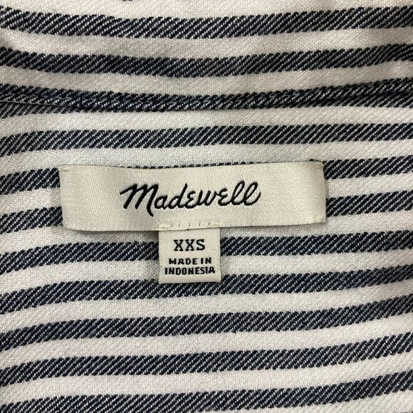 Madewell Central Shirt Women’s XXS Black White Gabriel Stripe Preppy Button-Up - Picture 5 of 9